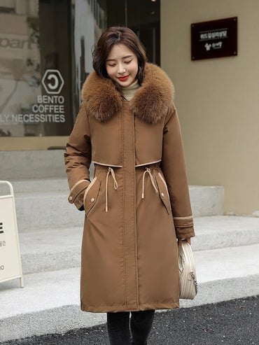 Campera dama parka forro extraíble y capucha