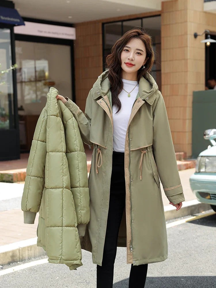 Campera dama parka forro extraíble y capucha