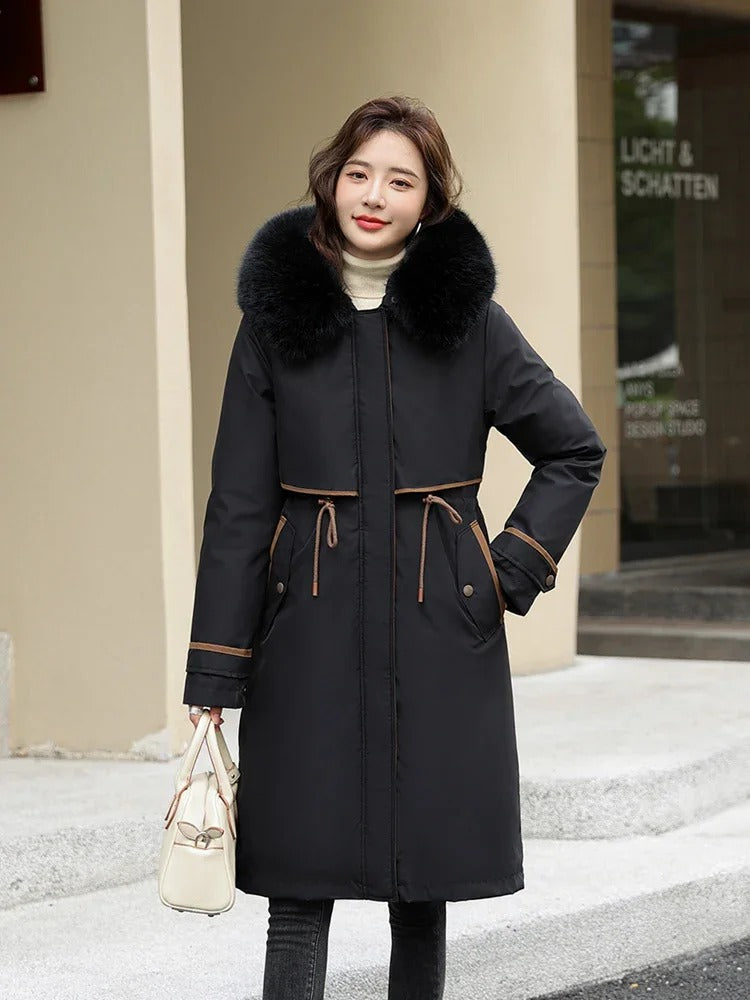 Campera dama parka forro extraíble y capucha