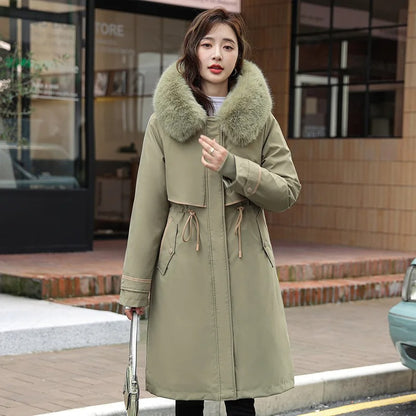 Campera dama parka forro extraíble y capucha