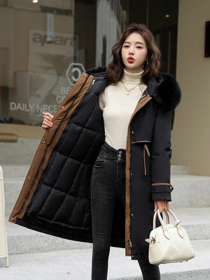 Campera dama parka forro extraíble y capucha