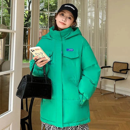 Campera dama Parka inflada cintura ajustable cuello y capucha - Verde