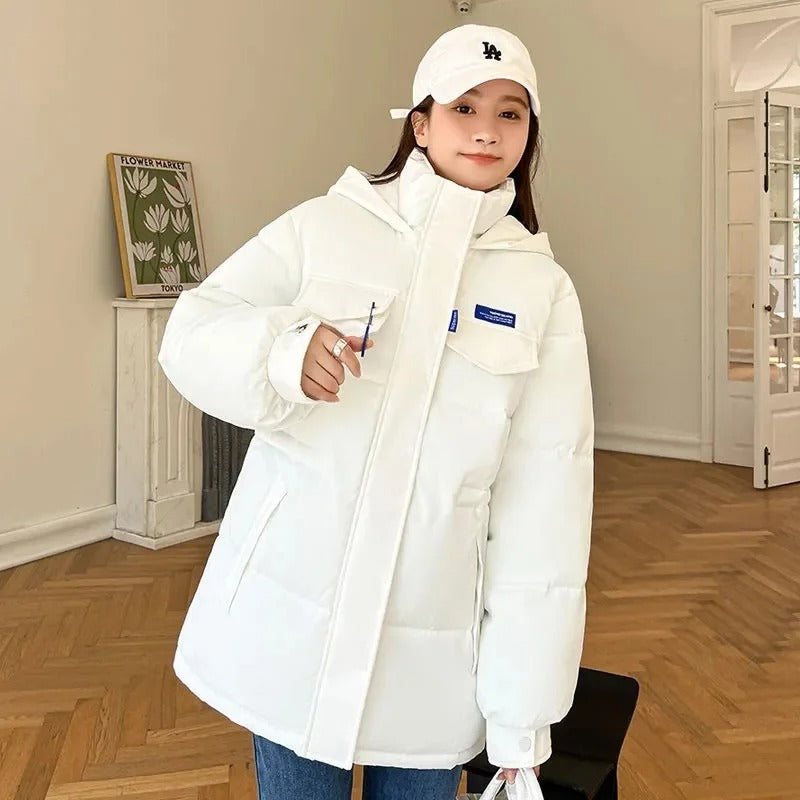Campera dama Parka inflada cintura ajustable cuello y capucha