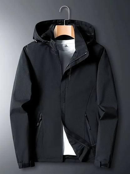 Campera hombre nylon Slim con capucha Impermeable 