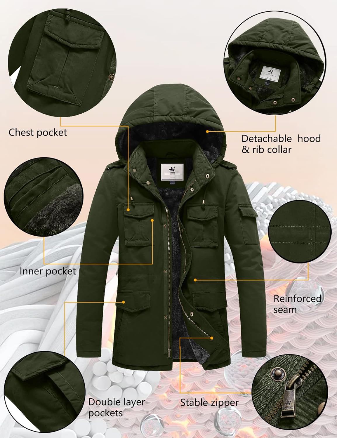 Campera hombre Ouiuxc parka tela forrada