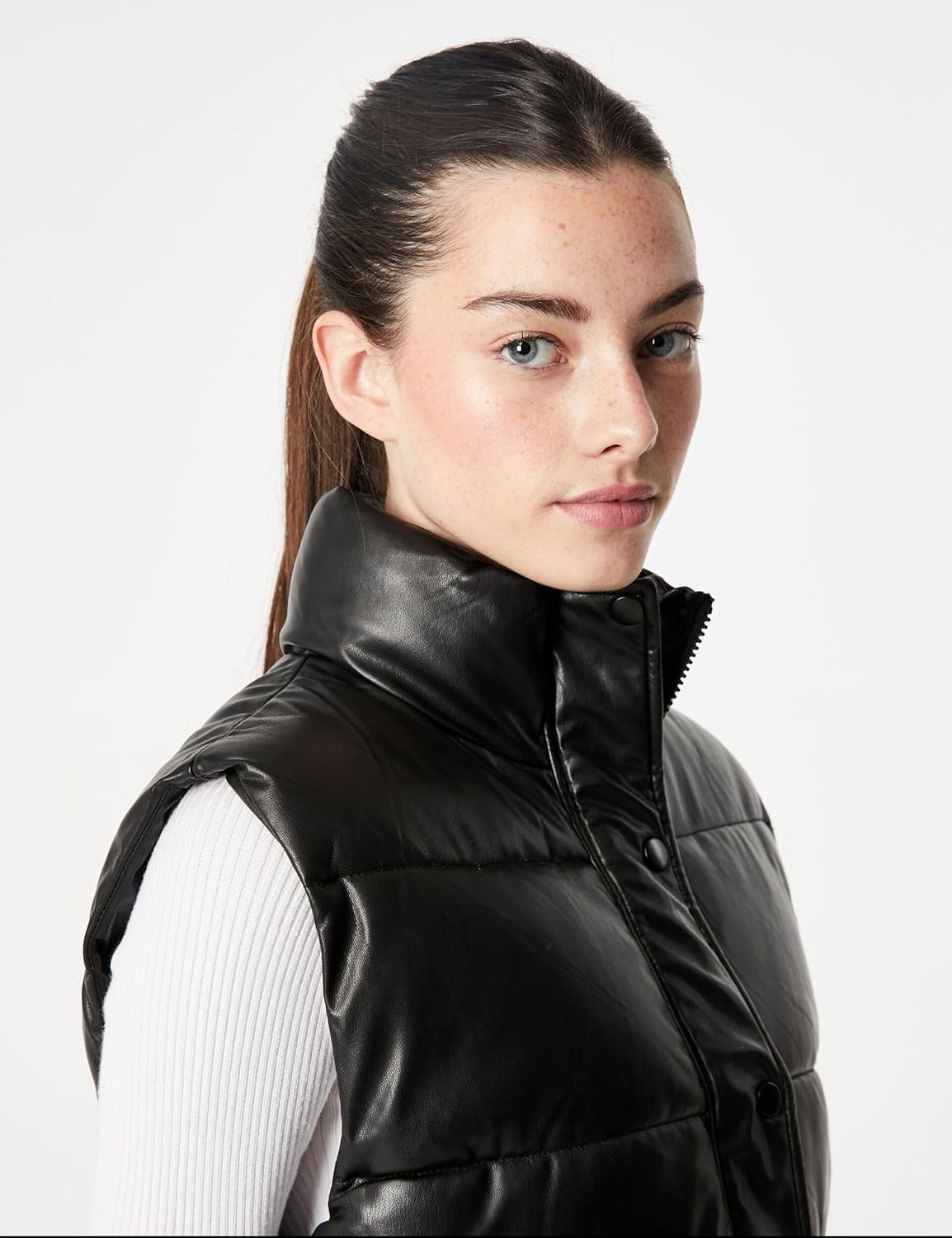 Chaleco dama California PU leather cuero inflado