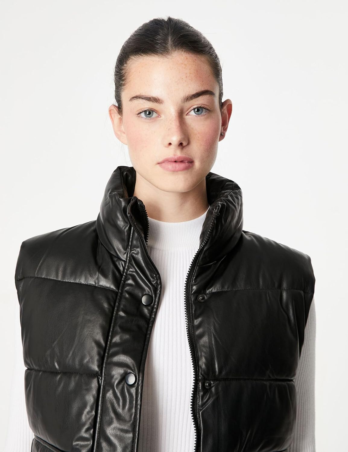 Chaleco dama California PU leather cuero inflado