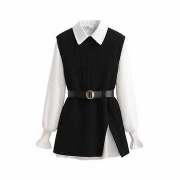 Conjunto dama chaleco con faja + camisa