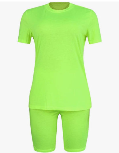 Conjunto dama deportivo biker y remera fluo