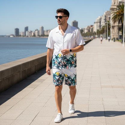 Conjunto hombre hawaiano camisa y short