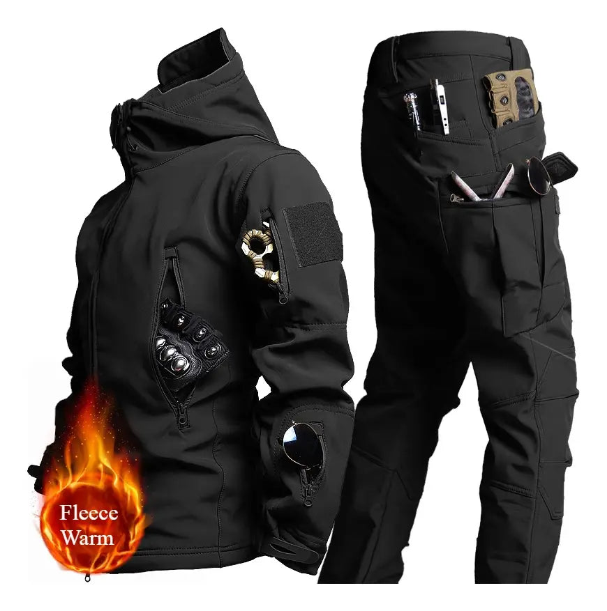 Conjunto Soft Shell Piel de Tiburón para Invierno. Térmico, Impermeable y Transpirable. Ideal Montañismo, Táctico y Entrenamiento.