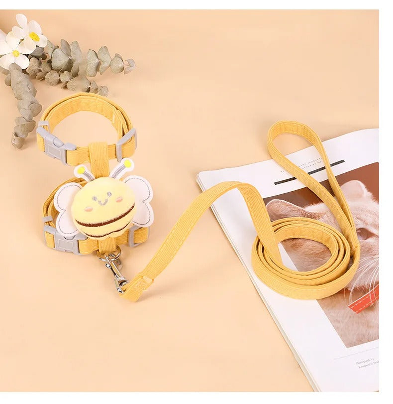 Correa para Gato con abejita  - Amarillo