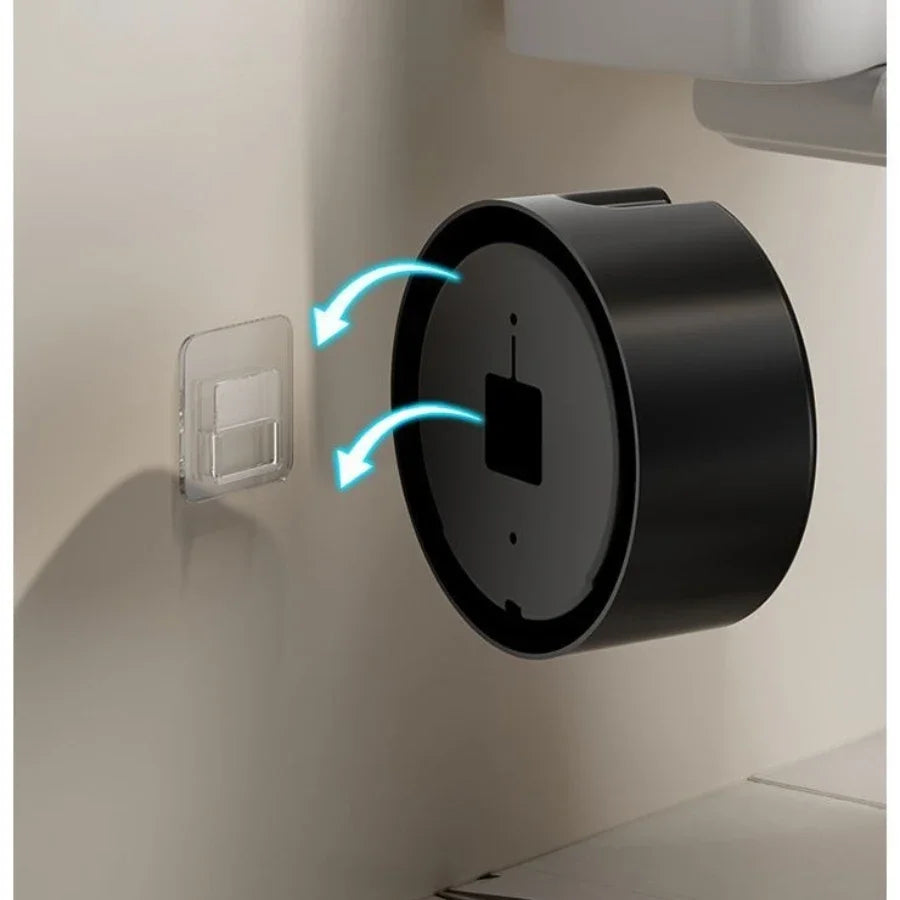 Cepillo de inodoro de pared sin perforar, desmontable, con mango largo y diseño de veta de madera