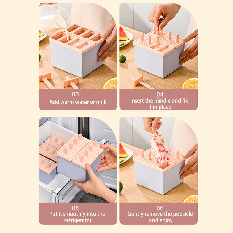 Cubetera molde de helado palito en barra reutilizable libre de BPA