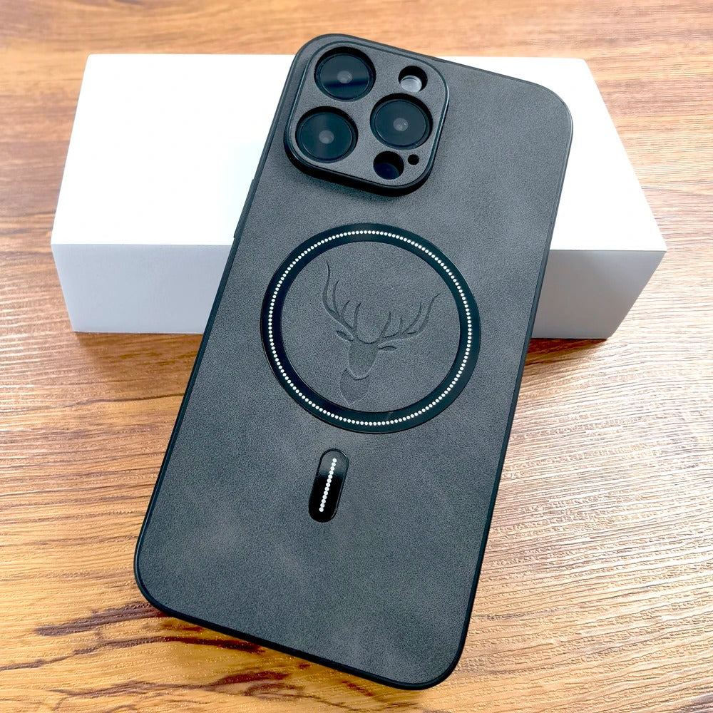 Funda iPhone 15 cuero carga inalámbrica 