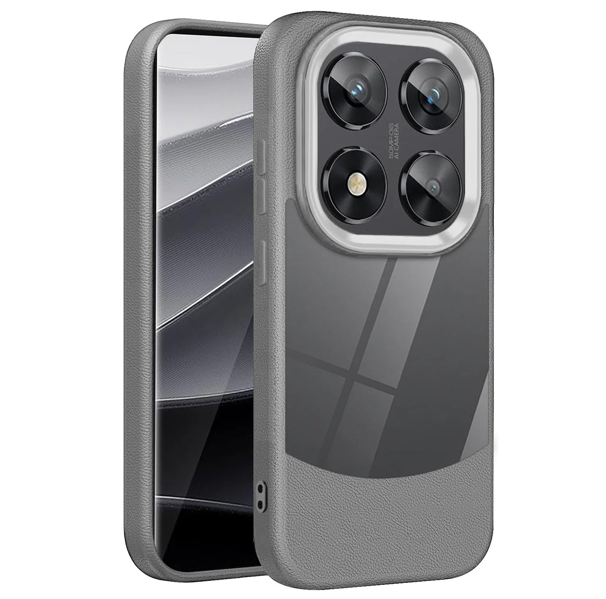 Funda Redmi Note 13 pro+ ventana transparente textura cuero 