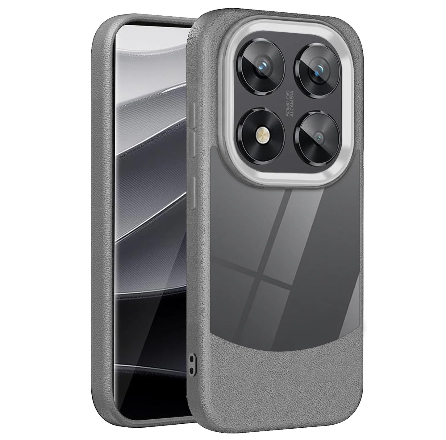 Funda Redmi Note 13 pro+ ventana transparente textura cuero 