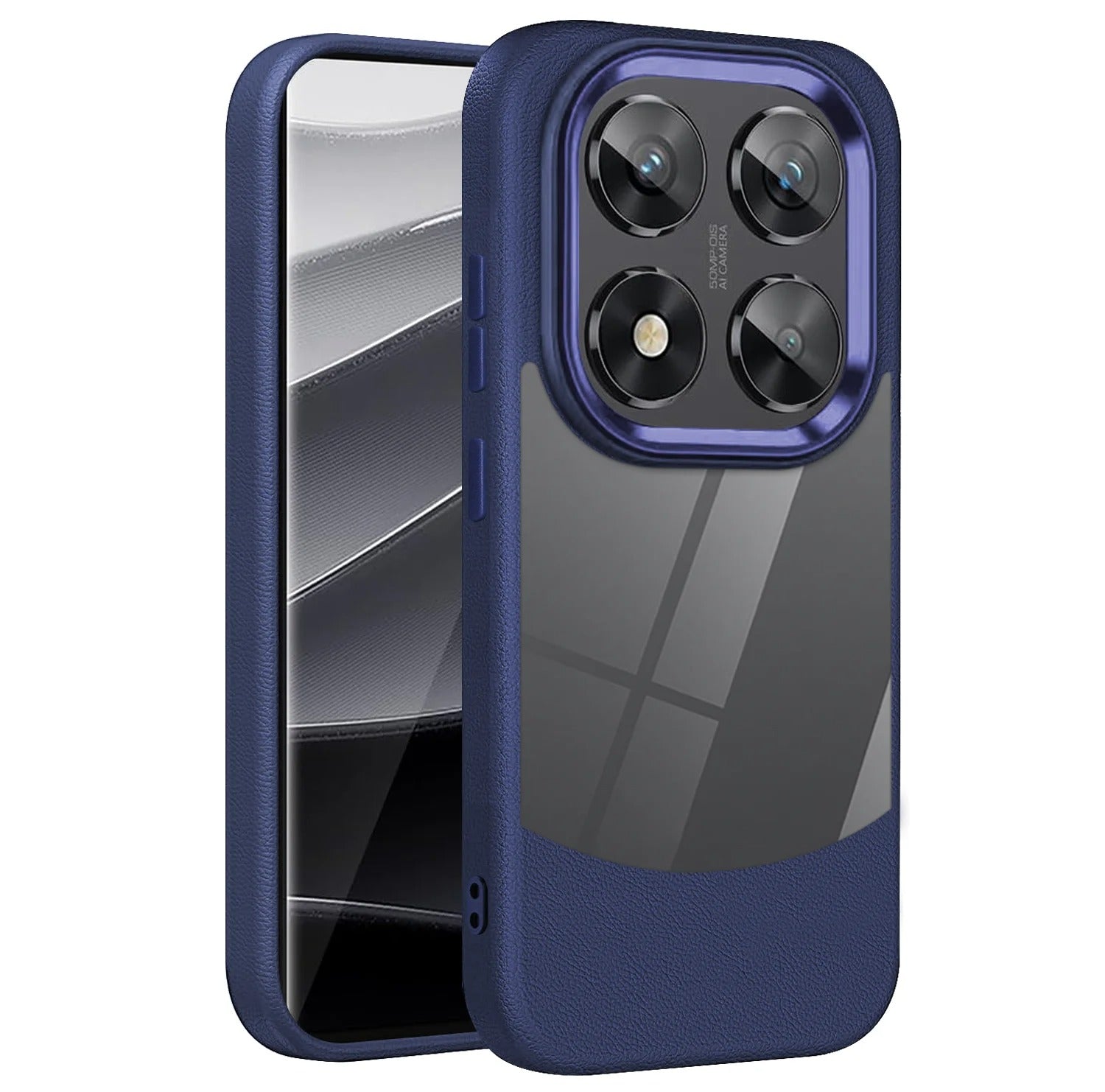 Funda Redmi Note 13 pro+ ventana transparente textura cuero 