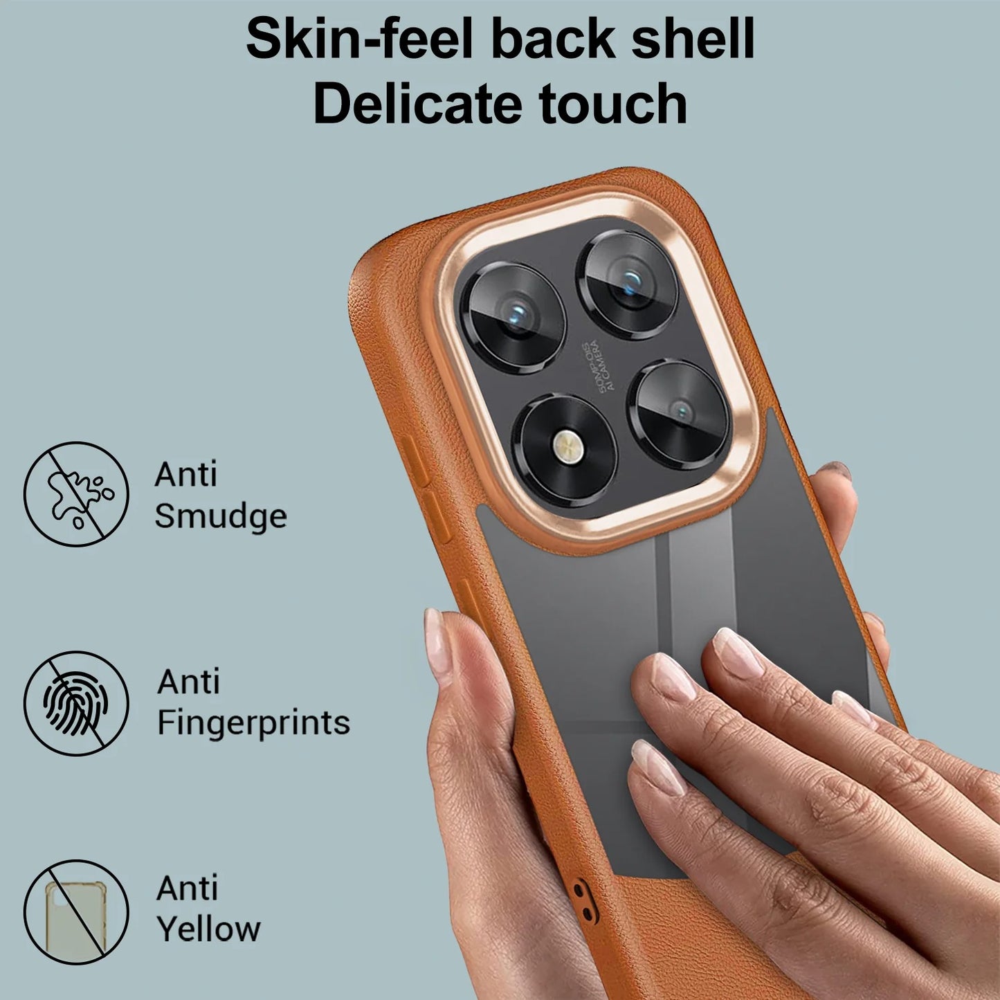 Funda Redmi Note 14 Pro Pro+ ventana transparente textura cuero 