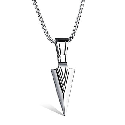 Cadena hombre mostacillas metálicas con  dije flecha vikinga