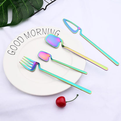 Juego de Cubiertos Tornasolado Cucharita+Cuchara+Tenedor+Cuchillo