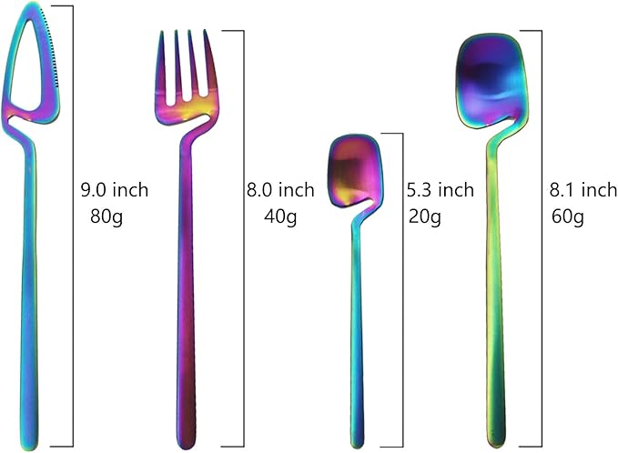 Juego de Cubiertos Tornasolado Cucharita+Cuchara+Tenedor+Cuchillo