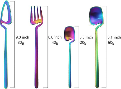 Juego de Cubiertos Tornasolado Cucharita+Cuchara+Tenedor+Cuchillo