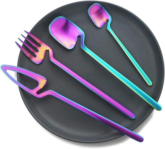 Juego de Cubiertos Tornasolado Cucharita+Cuchara+Tenedor+Cuchillo