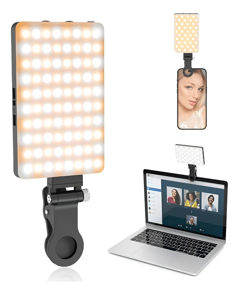 Luz de relleno Fotografía LED portátil de 3 colores con clip vertical y clip trasero