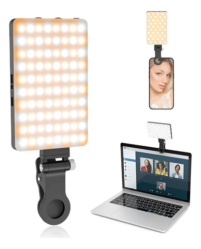 Luz de relleno Fotografía LED portátil de 3 colores con clip vertical y clip trasero