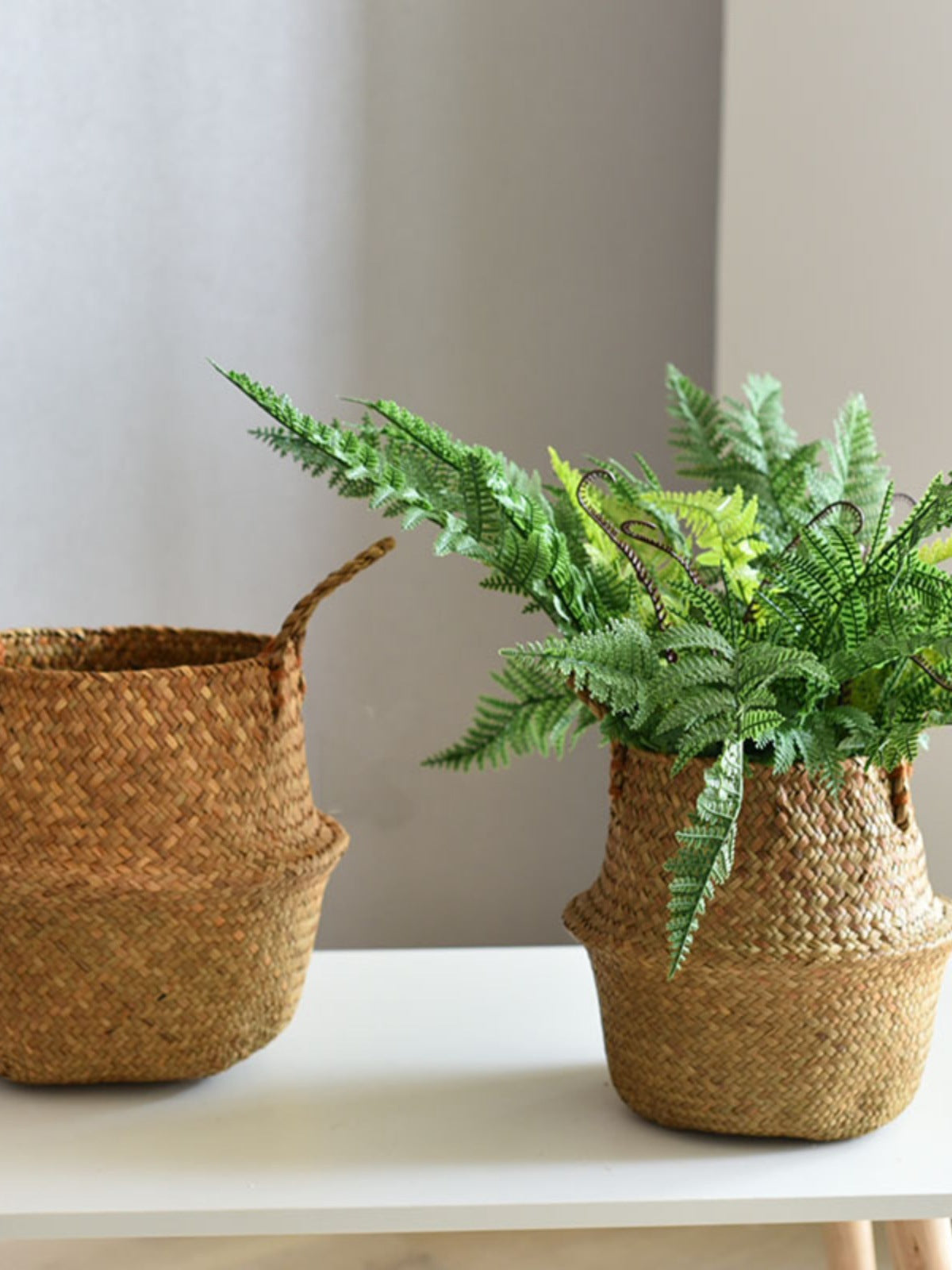 Maceta yute / ratan con asas diseño vasija 