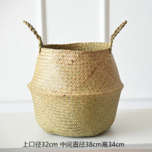 Maceta yute / ratan con asas diseño vasija 