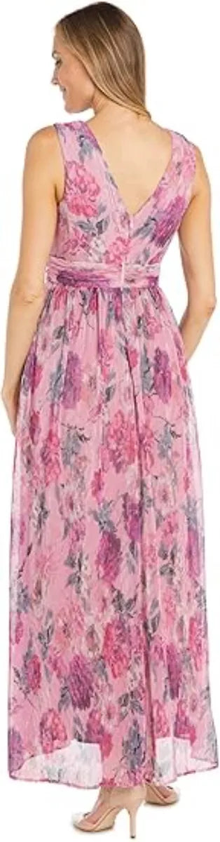 Maxivestido dama R&M Richards gasa plisado floral