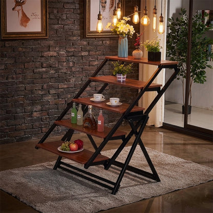 Mesa y Estantanteria Plegable madera Metal Multifunción