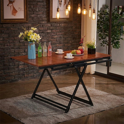 Mesa y Estantanteria Plegable madera Metal Multifunción