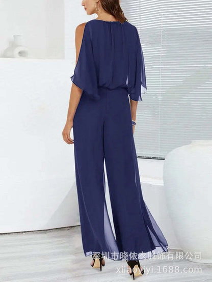 Mono dama Largo gasa con cinto y broches d e strass