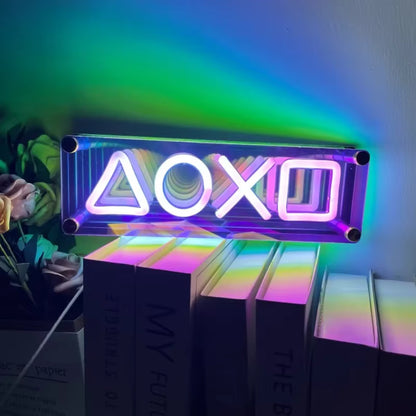 Lámpara LED Gaming Mirror Neon Light XO – Luz Decorativa para Sala E-Sports y Ambiente de Cama
