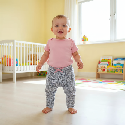 Pantalon niña tipo calza leopardo con moña