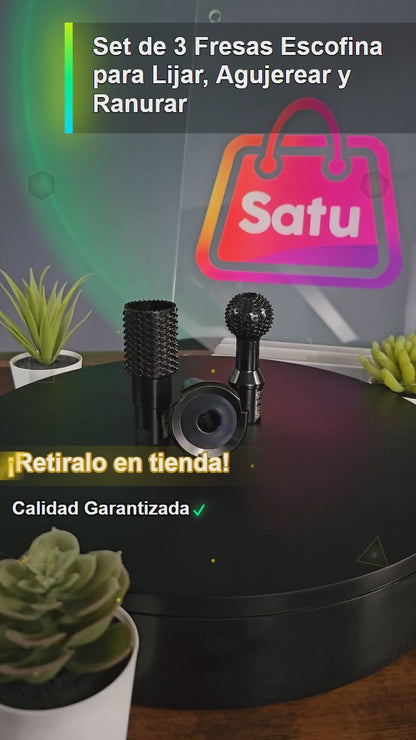 Set de 3 Fresas Escofina  para Lijar, Agujerear y Ranurar