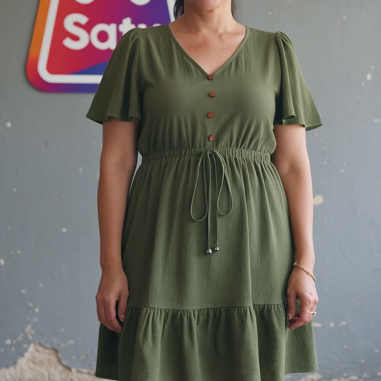 Vestido Mini A-Line Talle Grande Cuello V Verano