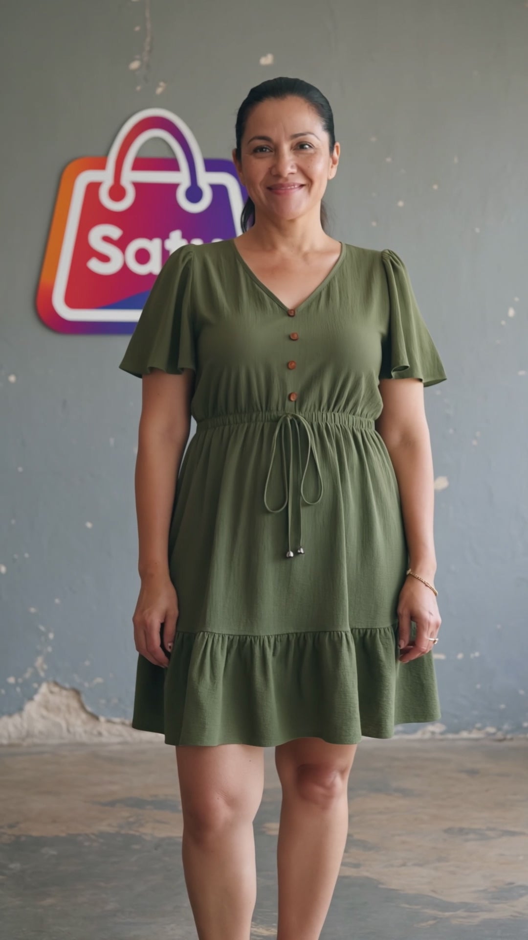 Vestido Mini A-Line Talle Grande Cuello V Verano
