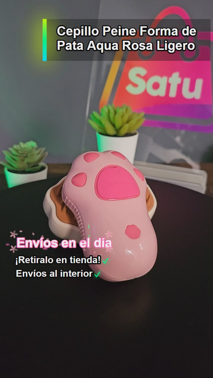 Cepillo Peine Forma de Pata Aqua Rosa Ligero