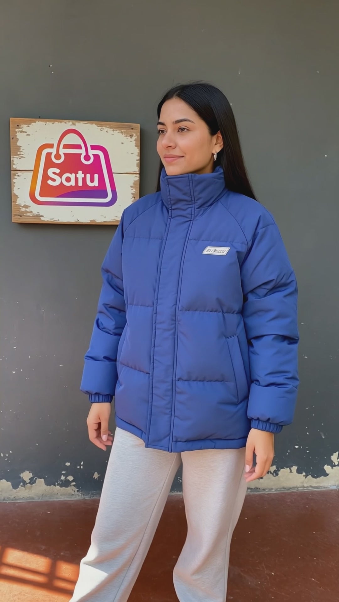 Campera Acolchada Cuello Alto Dama Abrigo Casual