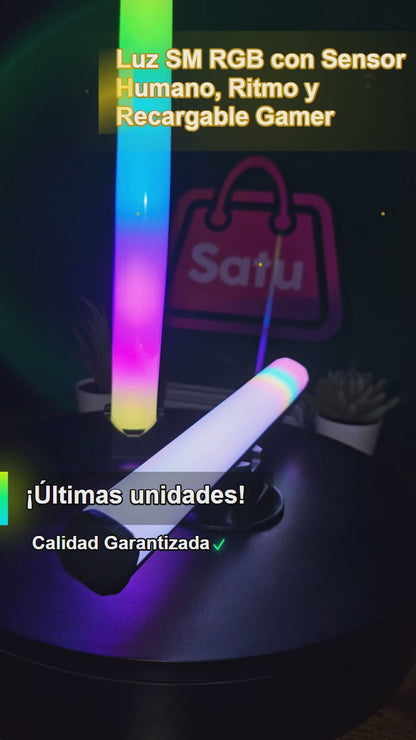 Luz SM RGB con Sensor Humano, Ritmo y Recargable Gamer