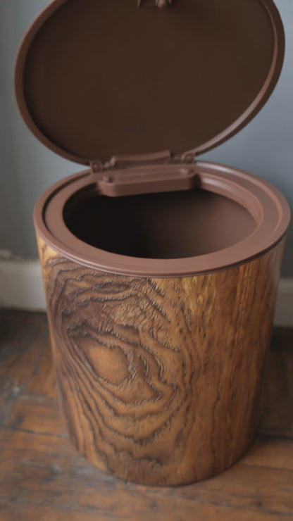 Papelera SM Retro Imitación Madera 5L con Tapa