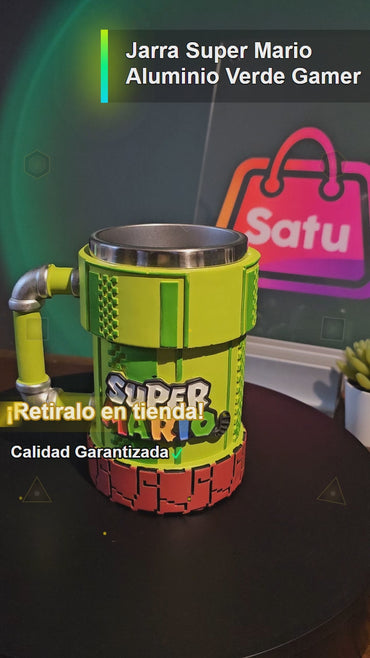 Jarra Super Mario Aluminio Verde Gamer