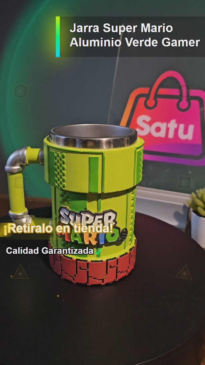 Jarra Super Mario Aluminio Verde Gamer