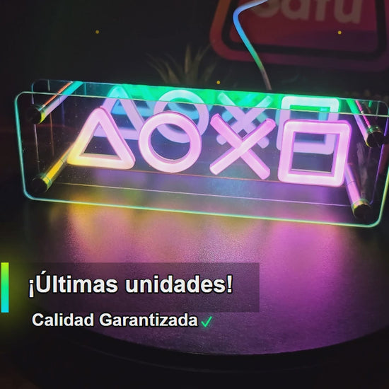 Cartel LED Gaming Mirror Neon Light XO Decorativo Ambiente E-Sports Dormitorio