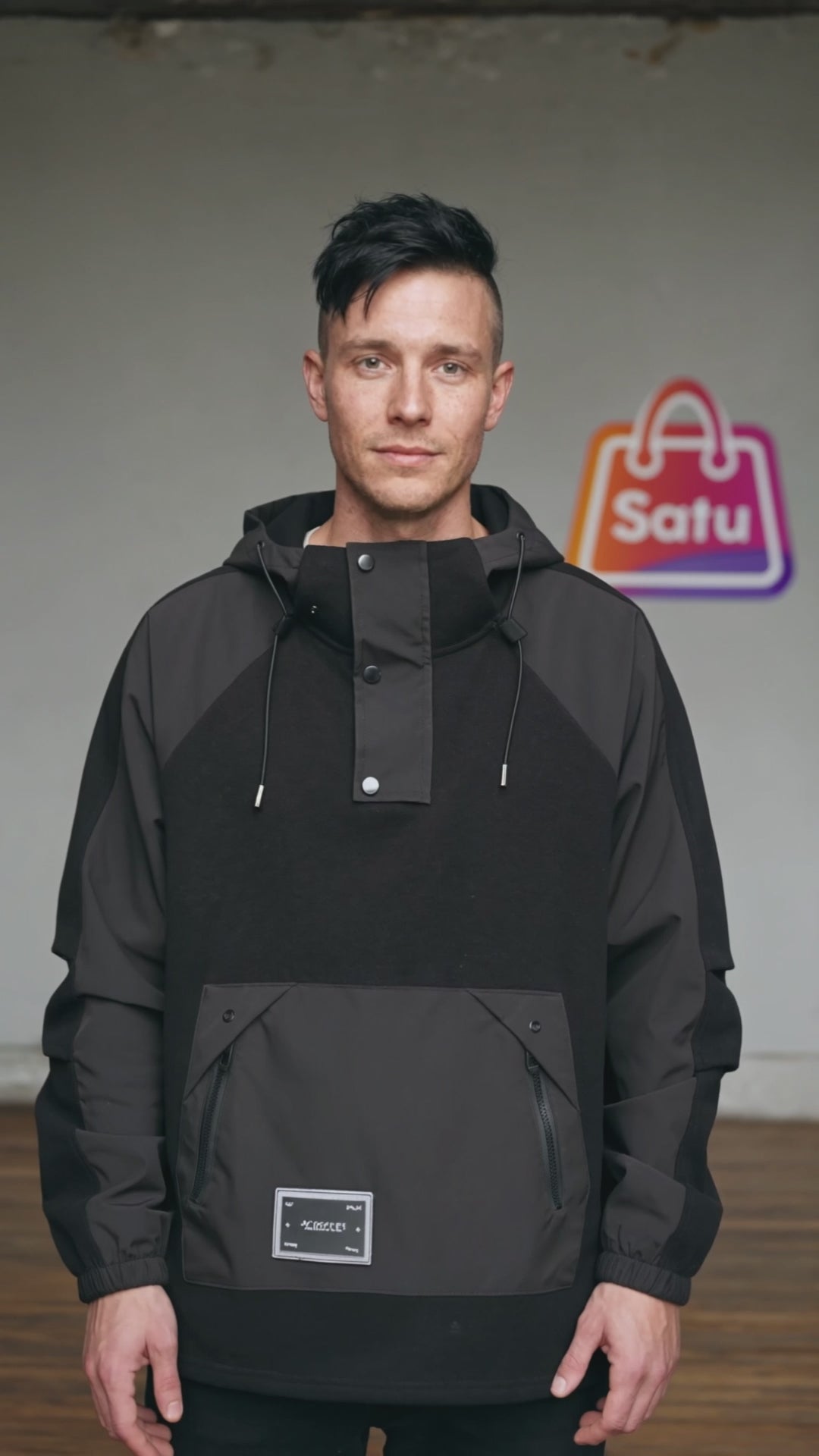 Buzo con Capucha SM Hombre Oversize Talles Grandes Negro