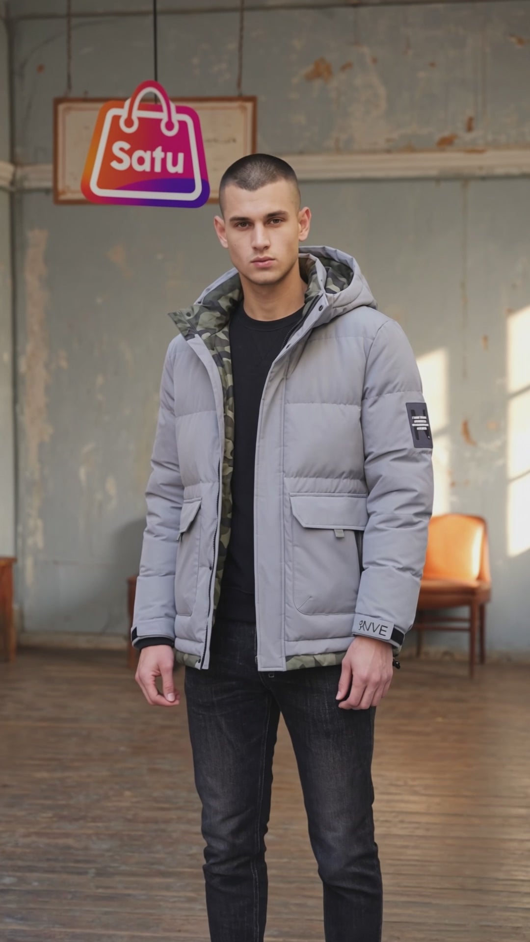 Campera Naive Inflada Corta Hombre Invierno